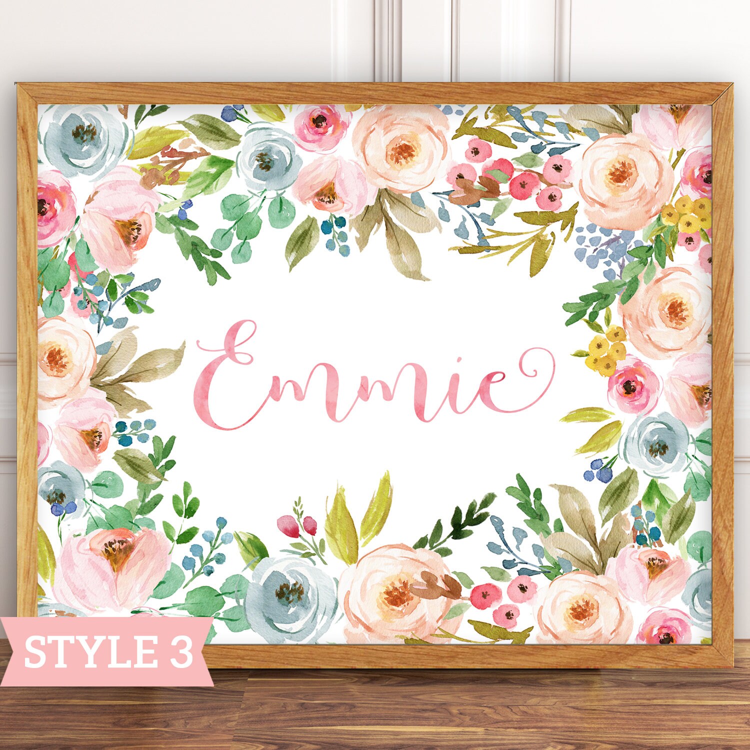 DIGITAL FILE -floral Nursery Name Sign. Personalized. Floral Nursery ...