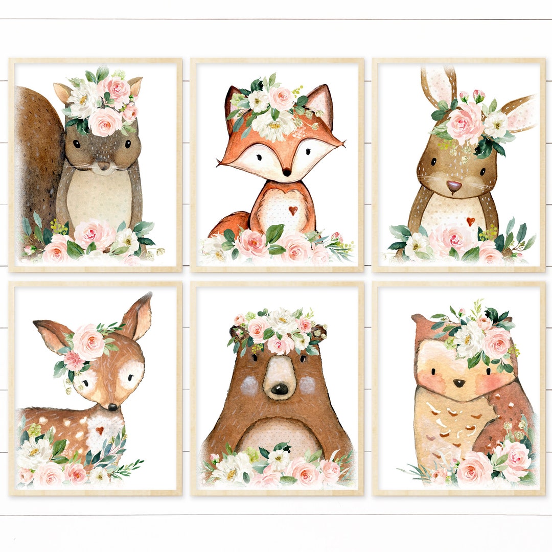 Blush Pink Woodland Nursery Animal Prints - Printable Files, Baby Girl ...