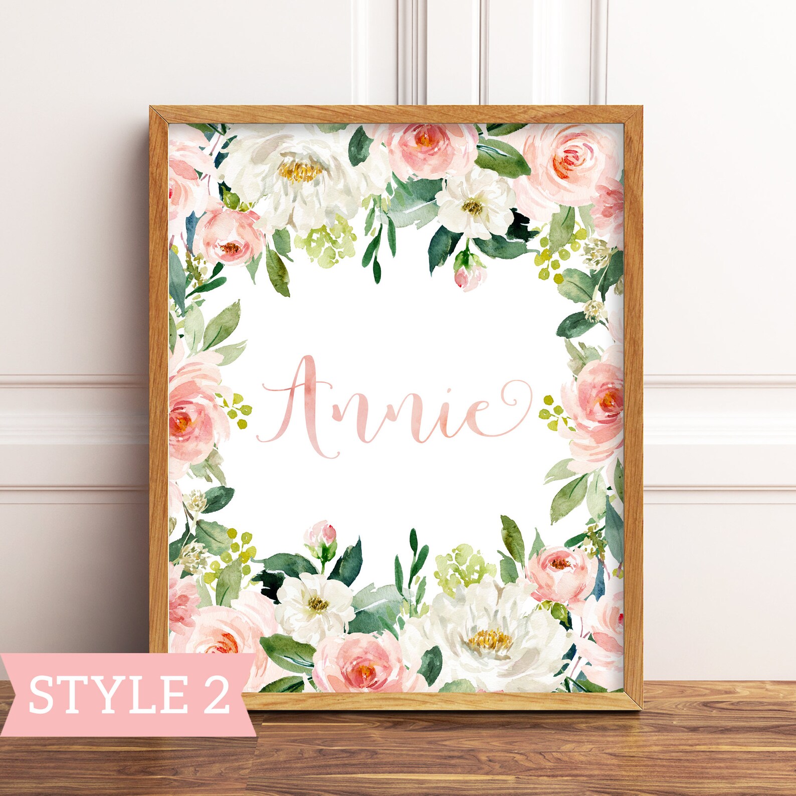 DIGITAL FILE -floral Nursery Name Sign. Personalized. Floral Nursery ...
