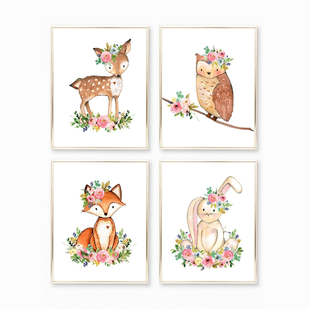 Girl Woodland Nursery Printables. Woodland Nursery Decor. Animal Wall ...