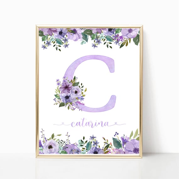 Digital File for Monogram for Baby's Room. Baby's Room Art. Little Girl Bedroom Decoration. Monogram Wall Art. Floral Monogram Print Custom