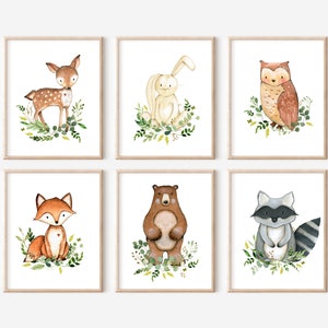 Digital- Greenery Nursery Wall Art, Woodland Nursery, Baby Boy Nursery Decor, Baby Animal, Kids Room Nursery Art, Forest Nursery, woodsy