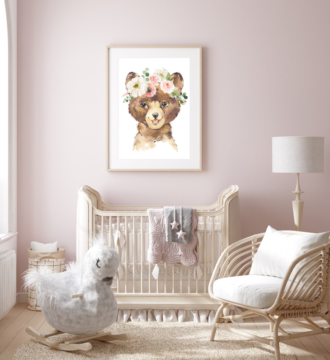 Printable Bear Nursery Print. Floral Bear Print. Cute Bear. Etsy