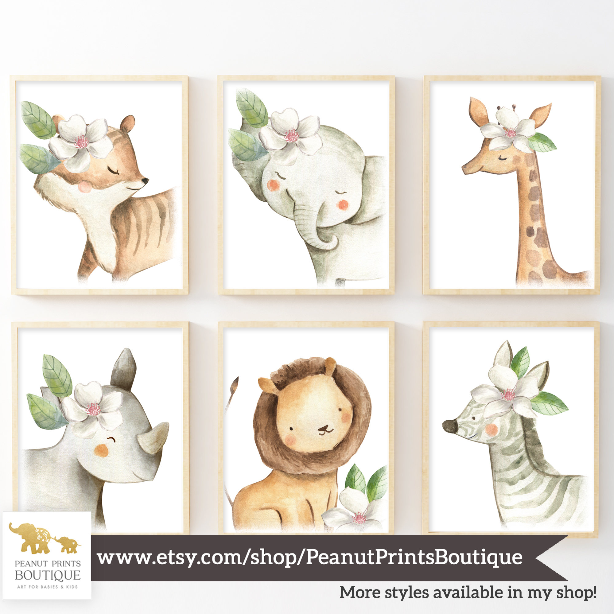 Safari Nursery Printable Art Set of 6. Safari Nursery Decor. | Etsy