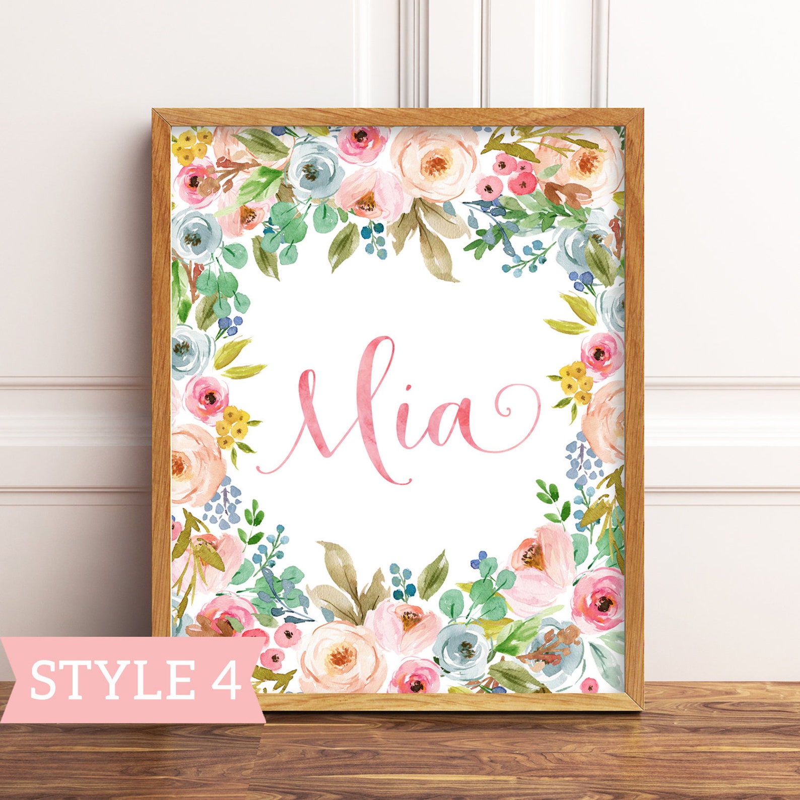 DIGITAL FILE -floral Nursery Name Sign. Personalized. Floral Nursery ...