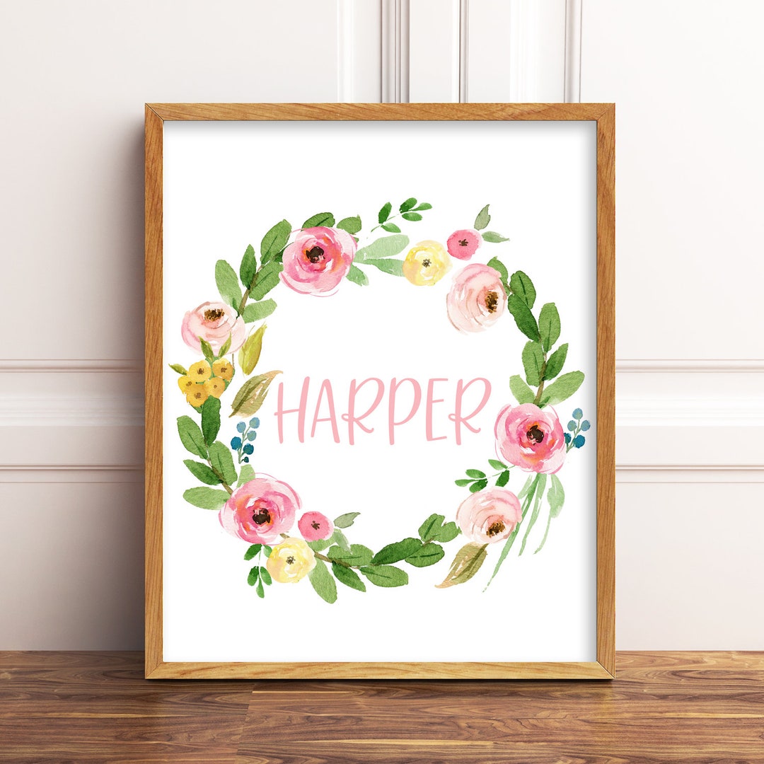 Made to Order Digital Nursery Name Sign. Personalized. Floral Nursery ...