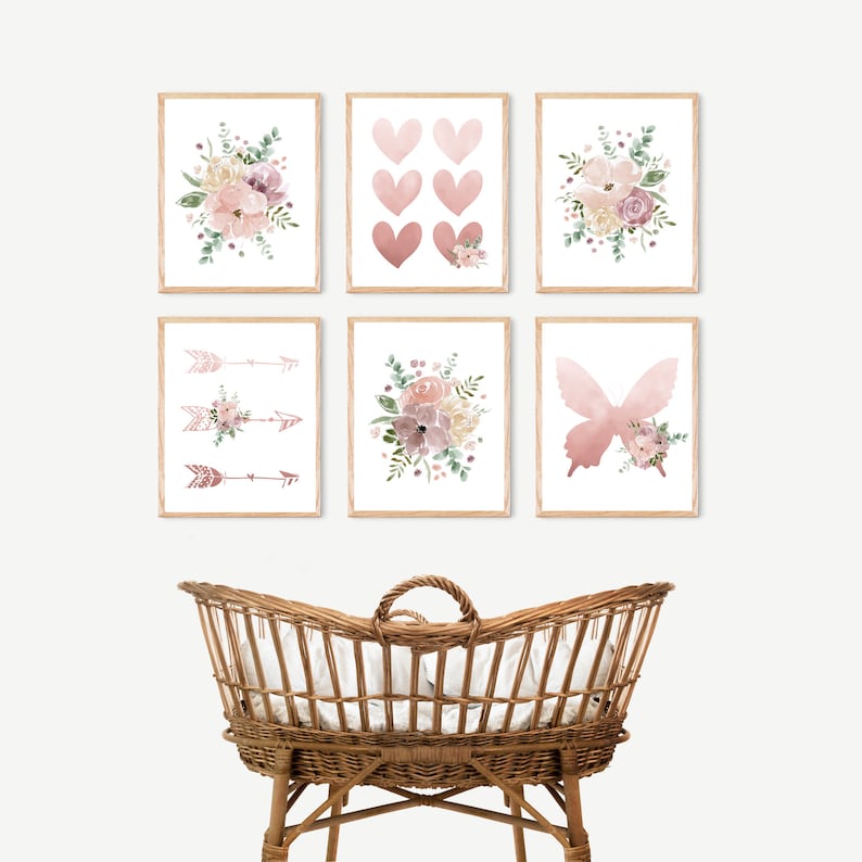 Dusty Pink Floral Nursery Print Digital Files. PRINTABLE Dusty Etsy