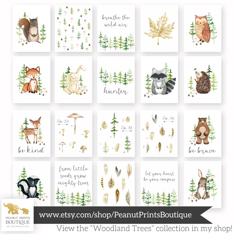 Printable Woodland Nursery Prints. Woodland Nursery Decor. - Etsy