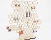 Honeycomb Earring Stand, Earring Holder and Display, Laser Cut Wooden Beehive Jewelry Stand