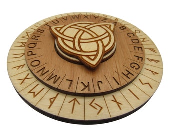 Runes Cipher Wheel for Escape Rooms - Decoder Disk - Laser Engraved - Handmade in USA
