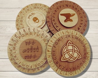 Juego de decodificadores de rueda de cifrado hechos a mano: regalo para juegos de escape y rol