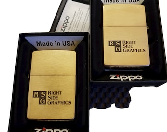 Genuine ZIPPO brass lighter, satin or polished, beautifully engraved & personalised, supplied in Zippo presentation box with Zippo guarantee