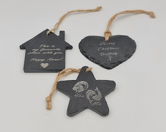 Personalised Christmas decoration / ornaments beautifully engraved to your individual requirements. MADE IN SHEFFIELD.