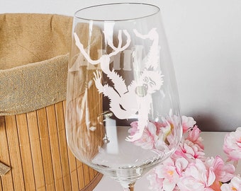 Personalisiertes Weinglas mit Name und Affe Motiv | Trinkglas mit Namen | Geschenke mit Wunschgravur