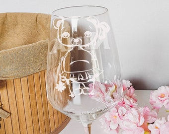 Personalisiertes Weinglas mit Name und Bären Motiv | Trinkglas mit Namen | Geschenke mit Wunschgravur
