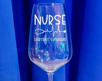 Personalized Nurse Wine Glass | Nursing School Graduation Gift | Engraved Wine Glasses With Stem