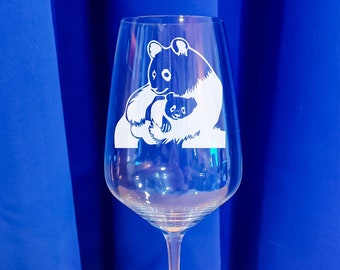 Panda Wine Glass | Panda Gift | Gift For Her | Etched Wine Glasses With Stem |  Personalized Engraving Included