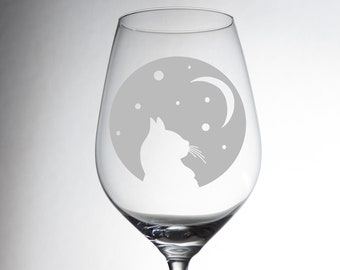 Etched Wine Glasses with Cat Print, Personalized Gift for Wine Lovers, Wine Tasting Glasses, Housewarming Ideas for Best Friend