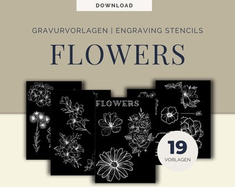 Wildflowers Engraving Templates Svg Bundle | Instant Download | Flower Sketches SVG | Floral nature flower meadow