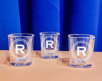 Personalized Shot Glasses Set of 3 | Monogram Shot Glass Favors | Custom Etched Gifts | Groomsmen Shot Glass