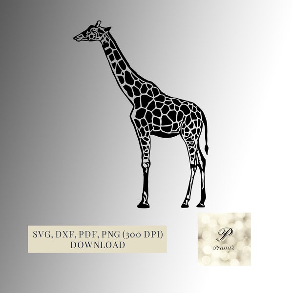 Giraffe SVG file, plotter file for cricut, cameo and brother, african giraffe file in svg, dxf, png and pdf - Instant Download