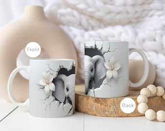 Cute elephant mug made of ceramic | Printed coffee cup for your morning coffee
