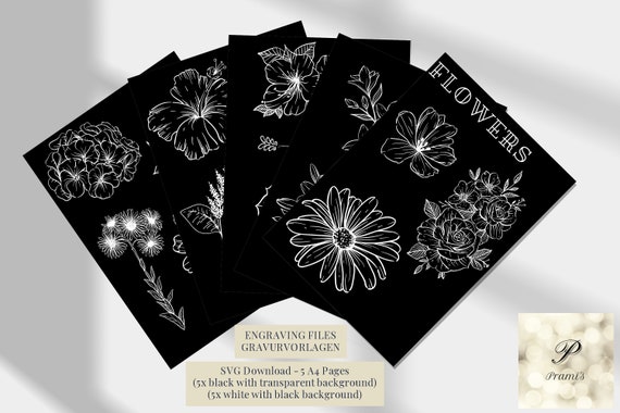 Flower SVG Bundle, Engraving Stencils, SVG Stencils for Wood Burning, Glass  Engraving Patterns, Flower Stencils 