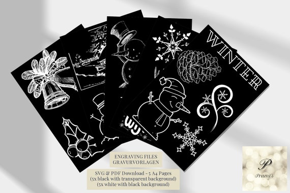 Winter SVG Bundle, Engraving Stencils, SVG Stencils for Wood Burning, Glass  Engraving Patterns, Winter Stencils 