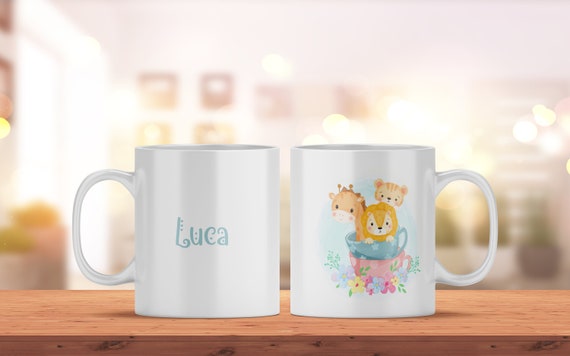 Tazza per bambini con nome e motivo di animali per ragazzi e ragazze come  regalo Tazza in ceramica personalizzata per bambini Stoviglie per bambini -   Italia