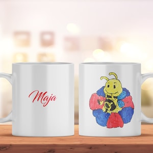 Childrens Mug with Name and Honey Bee Ceramic Cup for Kids Personalized Hot Chocolate Mug image 1