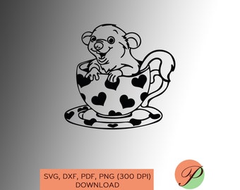 Cute Mouse Svg Files For Cricut | Mouse in a Mug Svg Cut File |  Cute Mouse Clipart