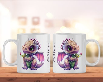 Personalized Dragon Coffee Mug | Dragon Cup With Name | Medieval Gift | Cute Dragon Gifts