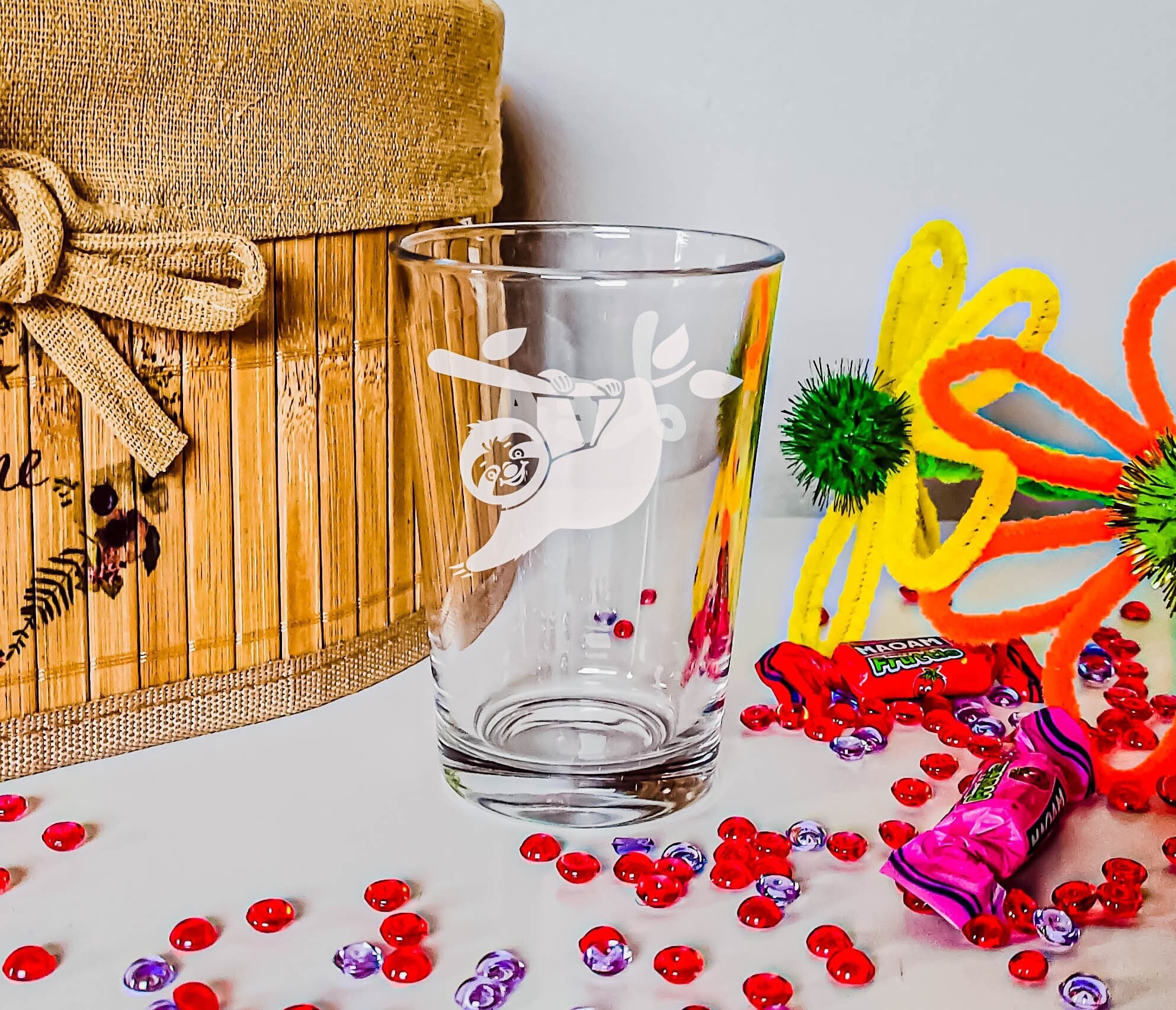 Custom Drinking Glasses for Kids With Name and Motif Personalized Gifts for Kids Etched Glassware Cute Sloth Gifts Etsy