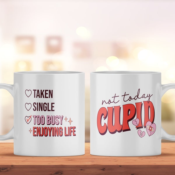 Bedruckte Keramiktasse Cupid für Kaffee- und Teeliebhaber | spülmaschinenfeste Tasse mit Motiv | Geschenkidee Anti-Valentinstag