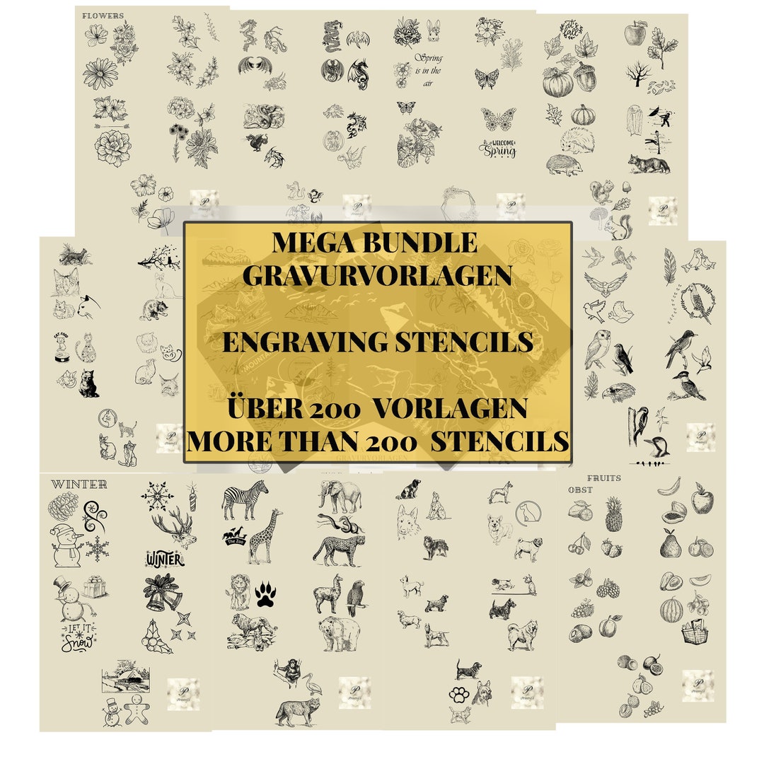 MEGA Engraving Stencil Bundle Over 200 SVG Stencils for Wood Etsy