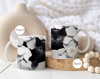 Black Cat Lover Coffee Mug | Cat Coffee Mug | Gift For Cat Lover | Custom Cat Mom Mug | Things For Cat Lovers