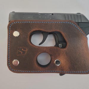 BSholsters - Wallet Style Pocket Holster for Ruger LCP 380 / Kel-Tec P3AT / Kel-Tec P32 Brown and Blue