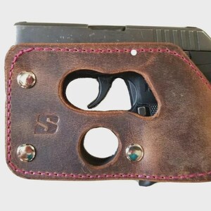BSholsters - Wallet Style Pocket Holster for Ruger LCP 380 / Kel-Tec P3AT / Kel-Tec P32 Brown and Pink