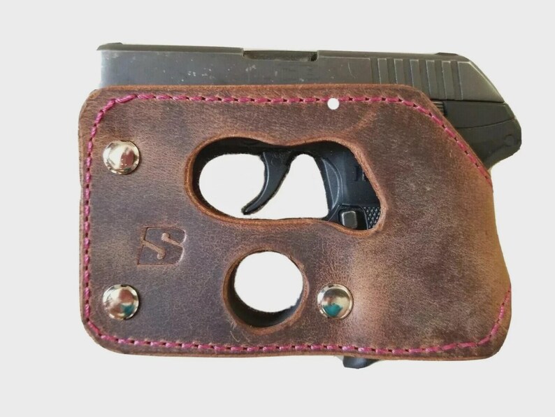 BSholsters - Wallet Style Pocket Holster for Ruger LCP 380 / Kel-Tec P3AT / Kel-Tec P32 Brown and Pink