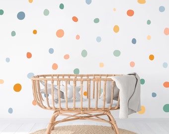 Pack of 150 Pastel Polka Dot Wall Stickers, Irregular Wall Decals, Colourful Kids Room Decor, Nursery Wall Stickers, Abstract Wall Stickers