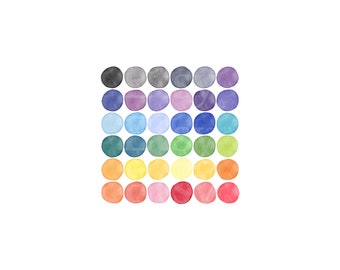 Watercolour Dots Clipart, Hand Painted Colourful Watercolour Circles, Splotches Clip Art, Round Frames, Bubbles for Blogs, Scrapbooking