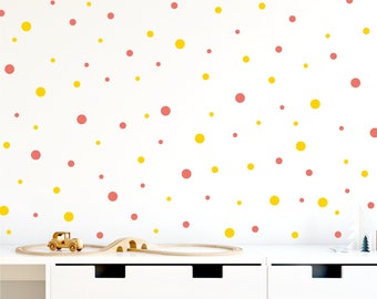 Pack of 160 Confetti Dots Wall Stickers 2-colour mix, Colourful Polka Dot Wall Decals, Kids Room Decor, Playroom Stickers, Nursery Decor