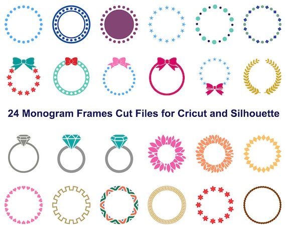 Download Monogram Frame SVG Cut File Circle Monogram Frames DFX Cut | Etsy