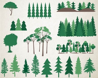 Forest and trees SVG Bundle, Pine tree SVG, Trees and woods Cut Files For Silhouette, Vector Files for Cricut, Forest vector svg dxf png eps