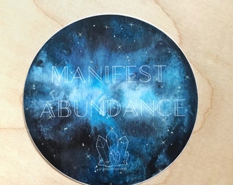 Manifest Abundance Vinyl Sticker, Laptop, Waterbottle, Car Window Sticker, Weatherproof, Waterproof, Decal