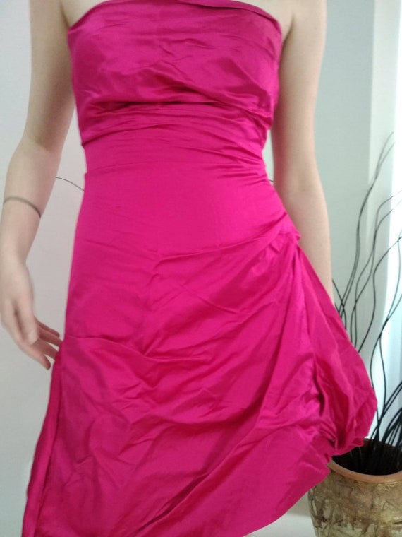 Vintage Satin Dress for Women Color Bright Pink S… - image 2