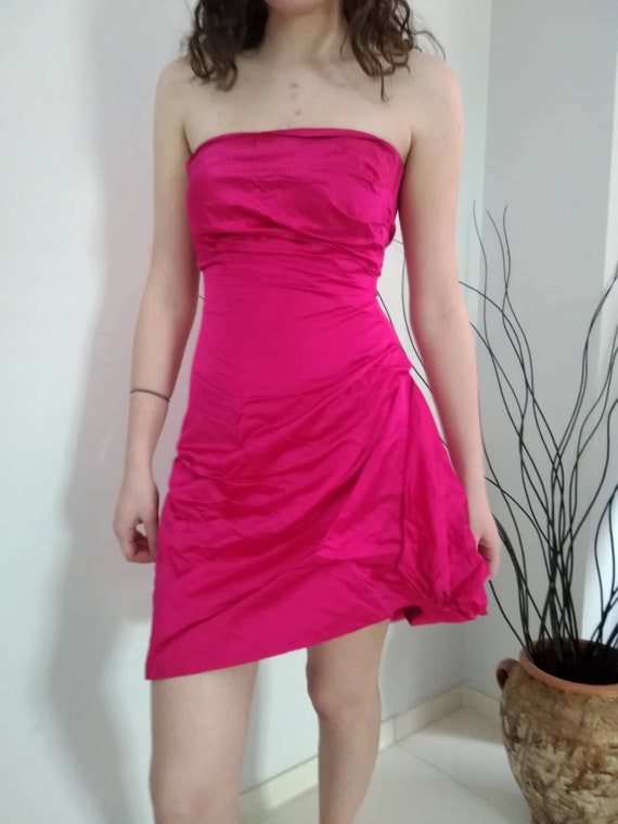 Vintage Satin Dress for Women Color Bright Pink S… - image 5