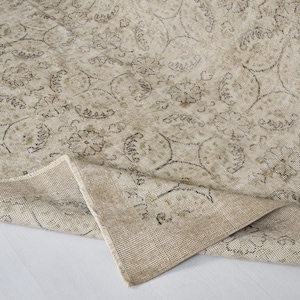 Vintage Oushak Rug 7x10: Distressed Wool Mahal Rug