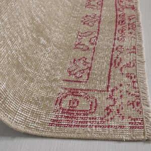 Neutral Oushak Rug + Vintage Area Rug + 4x7 Rug + Beige Rug + Handmade Rug + Muted Rug + Worn Rug, Persian Rug, Size: 236x140 - 7.7x4.6 feet