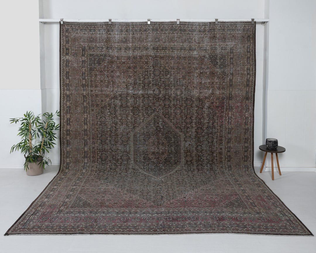 Large Distressed Persian-style Turkish Rug – Handwoven Vintage Mahal ...